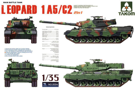 A Takom 1/35 Main Battle Tank Leopard 1 A5/ Canadian C2 (2 in 1) priced at $77.99 available from Echelon Hobbies