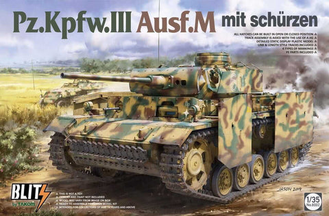 A Takom 1/35 Pz.Kpfw.III Ausf.M mit schurzen Tank priced at $56.99 available from Echelon Hobbies