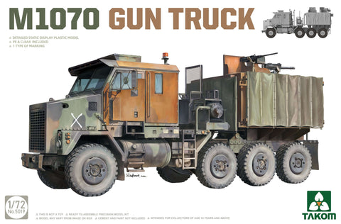 A Takom 1/72 M1070 Gun Truck priced at $52.99 available from Echelon Hobbies