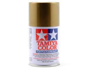 A Tamiya Ps-13 Gold Polycarbonate Spray priced at $10.99 available from Echelon Hobbies