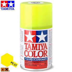 A Tamiya Ps-27 Fluorescent Yellow Polycarbonate Spray priced at $10.99 available from Echelon Hobbies