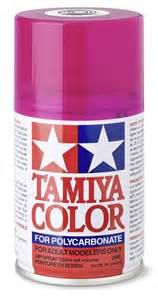 A Tamiya Ps-40 Translucent Pink Polycarbonate Spray priced at $10.99 available from Echelon Hobbies