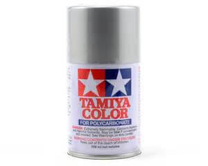 A Tamiya Ps-41 Bright Silver Polycarbonate Spray priced at $10.99 available from Echelon Hobbies