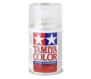 A Tamiya Ps-55 Flat Clear Polycarbonate Spray priced at $11.99 available from Echelon Hobbies