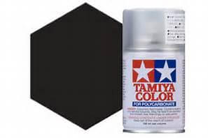 A Tamiya Ps-5 Black Polycarbonate Spray priced at $10.99 available from Echelon Hobbies