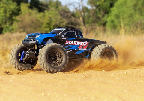 A Traxxas Stampede 1/10 4X4 BL-2S Brushless Monster Truck RTR priced at $489.98 available from Echelon Hobbies