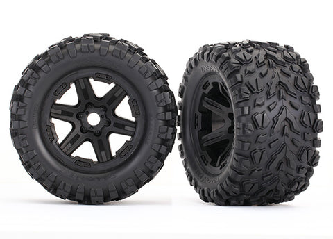 Traxxas Tires & wheels, assembled, glued - black Carbide wheels - 8672