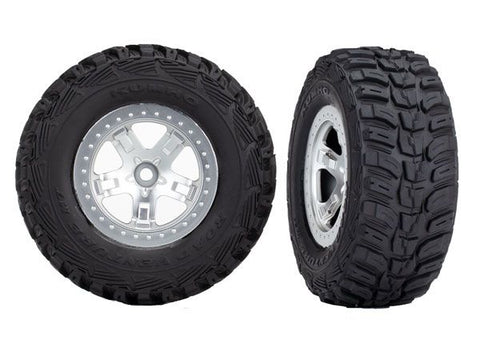 Traxxas Tires & wheels, assembled, glued SCT satin chrome Kumho Tires 4WD F/R 2WD Rear