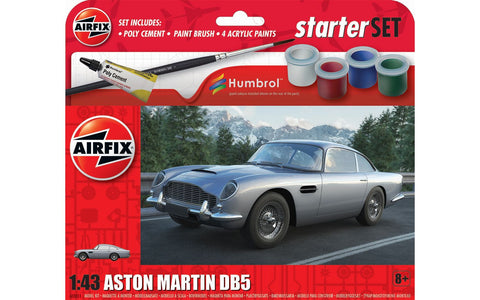 A Airfix 1:43 Aston Martin DB5 Starter Set priced at $26.25 available from Echelon Hobbies