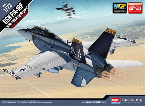 A Academy 1/72 USN F/A-18F "VFA-103 Jolly Rogers" priced at $31.75 available from Echelon Hobbies