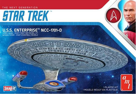 A AMT Star Trek U.S.S. Enterprise-D (Snap) priced at $39.99 available from Echelon Hobbies