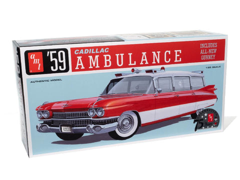 A AMT 1/25 1959 Cadillac Ambulance With Gurney priced at $55.75 available from Echelon Hobbies