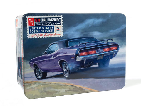 A AMT 1/25 1970 Dodge Challenger (USPS Stamp Series Collector Tin) priced at $55.75 available from Echelon Hobbies