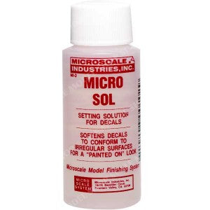 A MicroScale Industries Micro Sol Setting Solution for Decals priced at $9.99 available from Echelon Hobbies