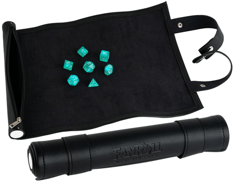 A FANROLL DICE SCROLL - LEATHER BLACK priced at $26.99 available from Echelon Hobbies