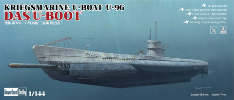 A Neverland Hobby 1/144 Kriegsmarine U-Boat U-96 "Das U-Boot" Snap Kit priced at $72.99 available from Echelon Hobbies