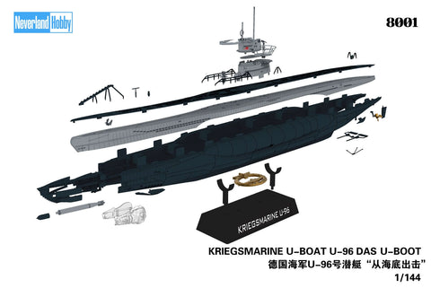 A Neverland Hobby 1/144 Kriegsmarine U-Boat U-96 "Das U-Boot" Snap Kit priced at $72.99 available from Echelon Hobbies