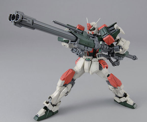 A Bandai MG 1/100 Buster Gundam 'Gundam SEED' priced at $66.25 available from Echelon Hobbies