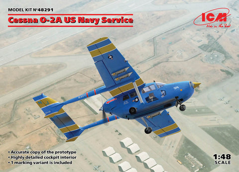 A ICM 1/48 Cessna O-2A US Navy Service priced at $64.00 available from Echelon Hobbies