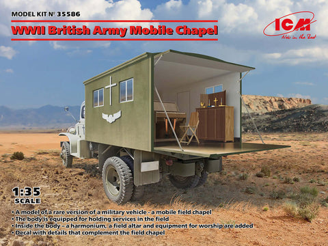 A ICM 1/35 WWII British Army Mobile Chapel priced at $88.99 available from Echelon Hobbies