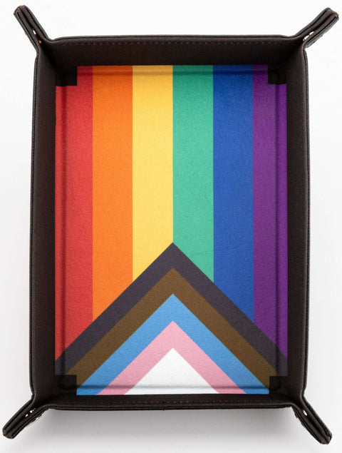 A FOLD UP DICE VELVET TRAY - Rainbow Flag priced at $21.75 available from Echelon Hobbies