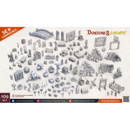 A Dungeons and Lasers Fantasy Props Pack priced at $66.99 available from Echelon Hobbies