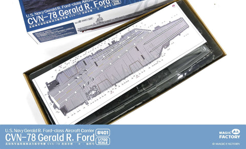 A Magic Factory 1/700 U.S. Navy Gerald R. Ford Aircraft Carrier CVN-78 priced at $131.99 available from Echelon Hobbies