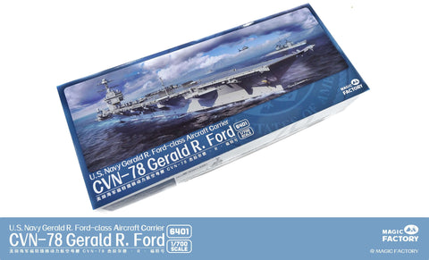 A Magic Factory 1/700 U.S. Navy Gerald R. Ford Aircraft Carrier CVN-78 priced at $131.99 available from Echelon Hobbies