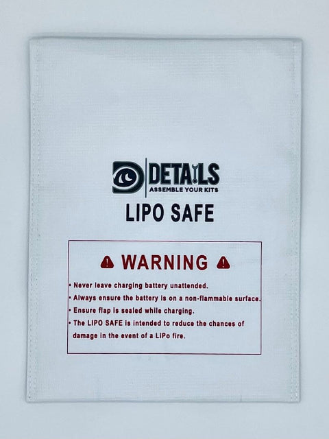 A Hobby Details LiPo Battery Safe Bag (White) (23x30cm) priced at $14.99 available from Echelon Hobbies