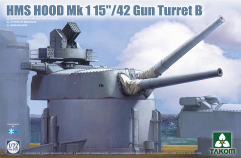 A Takom 1/72 HMS HOOD Mk1 15"/42 Gun Turret B priced at $67.99 available from Echelon Hobbies