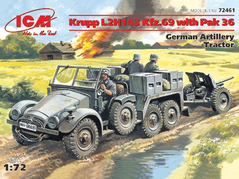 ICM 1/72 Krupp L2H143 Kfz.69 with Pak 36, German Artillery Tractor