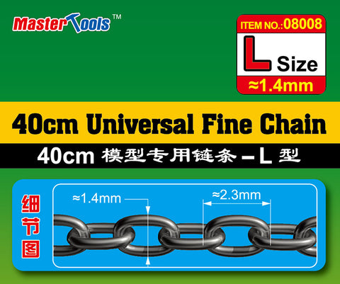 A Master Tools 40cm Universal Fine Chain L Size 1.4mm x 2.3mm priced at $6.49 available from Echelon Hobbies