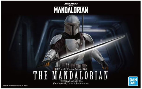 A Bandai Star Wars 1/12 The Mandalorian (Beskar Armor Version) Model Kit priced at $54.99 available from Echelon Hobbies