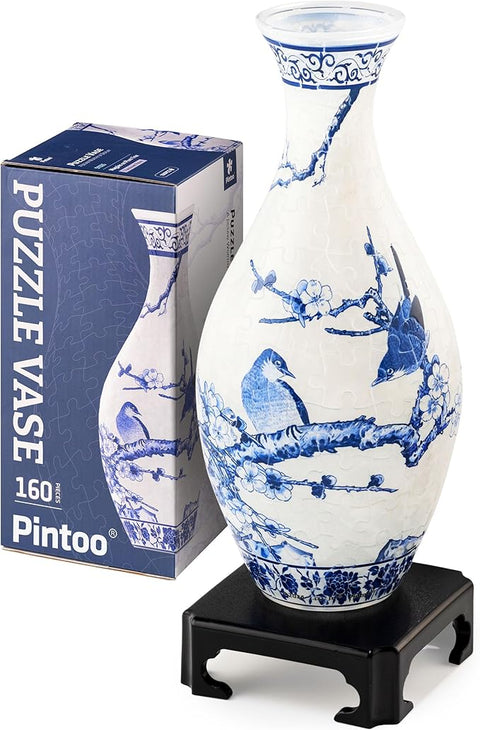 Magpies on Plum Tree - Puzzle Vase