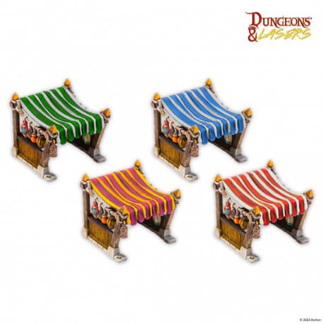 A Dungeons and Lasers Market Stalls Set priced at $32.99 available from Echelon Hobbies