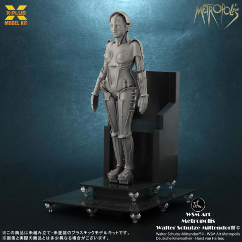 A X-Plus Metropolis Maschinenmensch Silver Screen Edition priced at $89.99 available from Echelon Hobbies