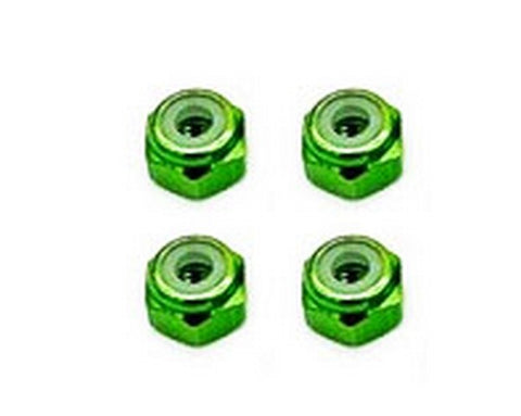 MARKA RACING ALUMINUM 2MM WHEEL LOCK NUT - GREEN 4 PACK