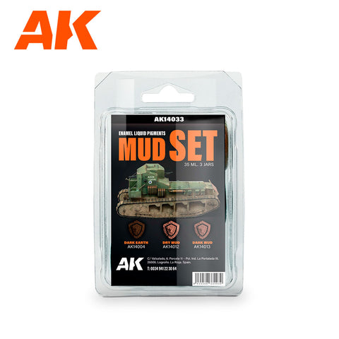 A Ak Enamel Liquid Pigments Mud Set priced at $22.99 available from Echelon Hobbies