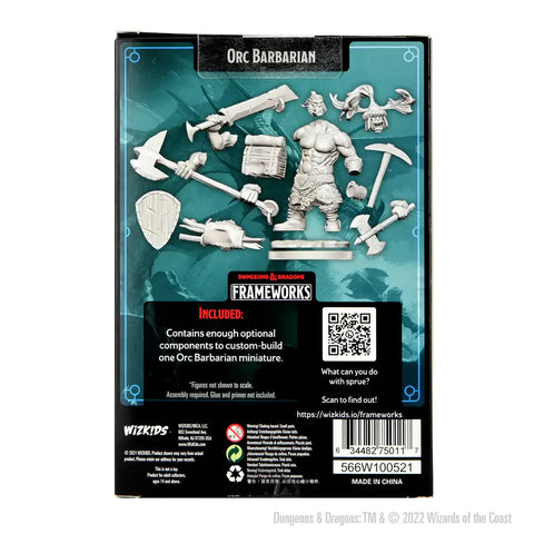 A D&D FRAMEWORKS: ORC BARBARIAN MALE - UNPAINTED AND UNASSEMBLED priced at $21.99 available from Echelon Hobbies