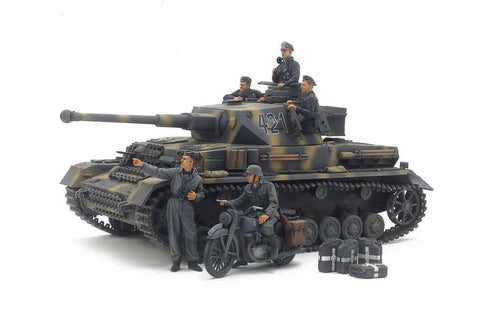 A Tamiya 1/35 GERMAN PANZER IV AUSF.G EARLY Motorcycle Set Eastern Front priced at $79.99 available from Echelon Hobbies