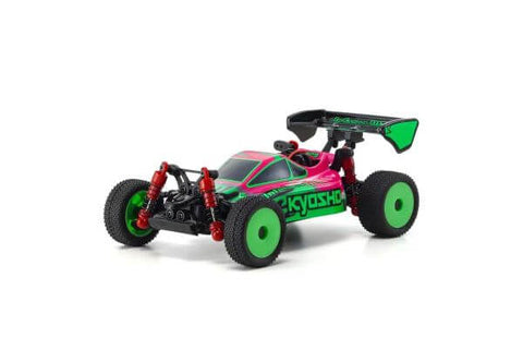 A Kyosho Mini-Z MB010 Readyset 4WD Inferno MP9 TKI3 Pink-Green priced at $279.99 available from Echelon Hobbies