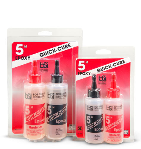 A BSI Quik-Cure 5 min Epoxy 4.5 oz priced at $19.99 available from Echelon Hobbies