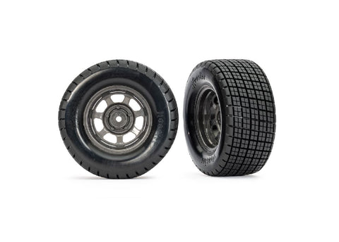 Traxxas Dirt Oval Gray 2WD Front Wheels w/ Hoosier Tires - 10473X