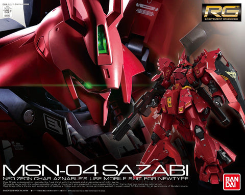 A Bandai RG #29 1/144 MSN-04 Sazabi "Mobile Suit Gundam: Char's Counterattack" priced at $74.25 available from Echelon Hobbies