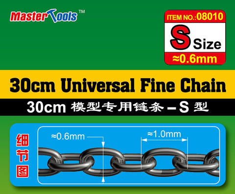 A Master Tools 30cm Universal Fine Chain S Size 0.6mm x 1.0mm priced at $6.49 available from Echelon Hobbies