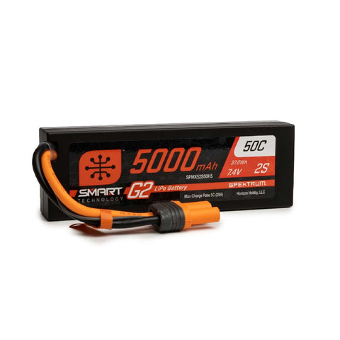 Spektrum 5000mAh 2S 7.4V Smart G2 LiPo 50C Hard Case - IC5