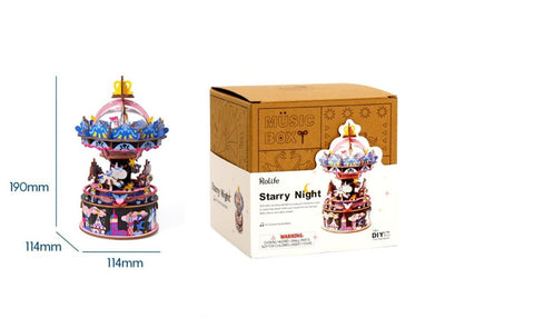 A Starry Night Wooden Music Box priced at $39.99 available from Echelon Hobbies