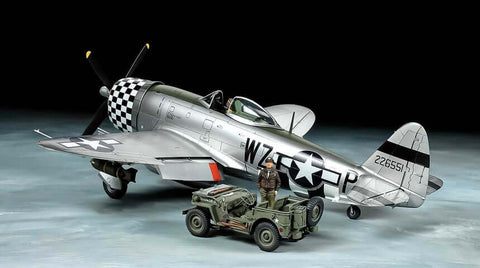 A Tamiya 1/48 Republic P-47D Thunderbolt "Bubbletop" & 1/4 Ton 4X4 priced at $65.99 available from Echelon Hobbies