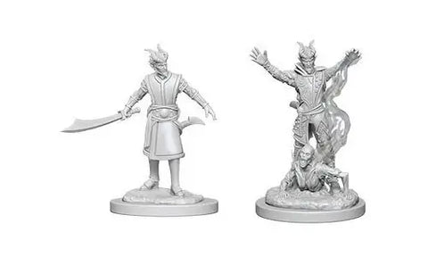 A D&D Unpainted Minis WV6 Male Tiefling Warlock priced at $7.99 available from Echelon Hobbies