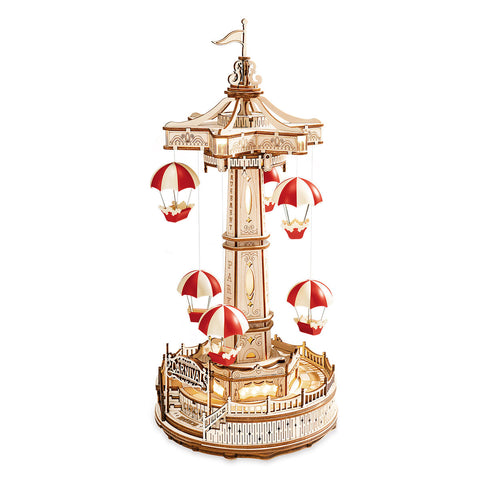 A Parachute Tower Wooden Music Box priced at $54.99 available from Echelon Hobbies